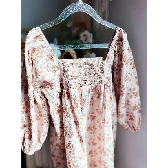 Rylee + Cru Blush Fields & Golden Meadowlight storybook heirloom floral dress